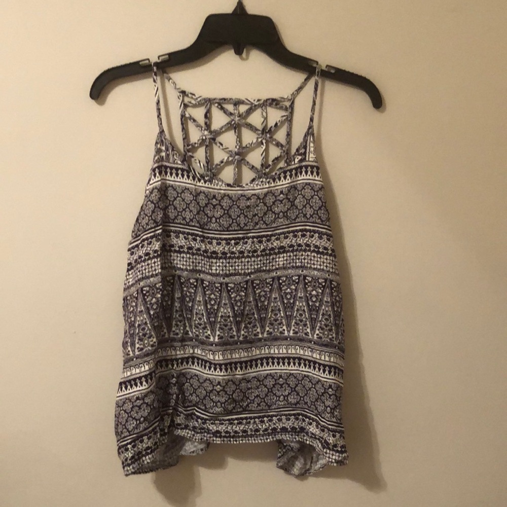 PATRONS OF PEACE - Blue Aztec Print Top